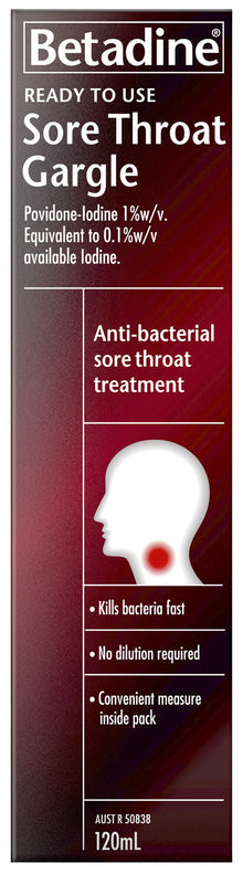 Betadine Ready To Use Sore Throat Gargle 120mL