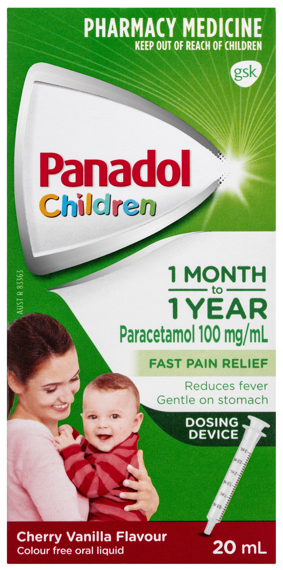 Panadol Children 1 Month ? 1 Year Baby Drops with Dosing Device, Fever & Pain Relief, 20 mL