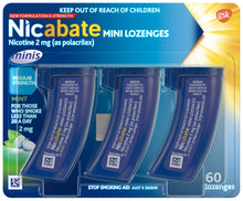 Nicabate Mini Lozenge Quit Smoking Nicotine 2 mg Regular Strength Mint 60 Pack
