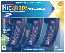 Nicabate Mini Lozenge Stop Smoking Nicotine 4mg Extra Strength Mint 60 Pack