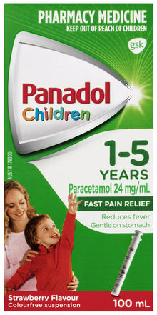 Panadol Children 1-5 years Colourfree Suspension, Strawberry Flavour, 100ml