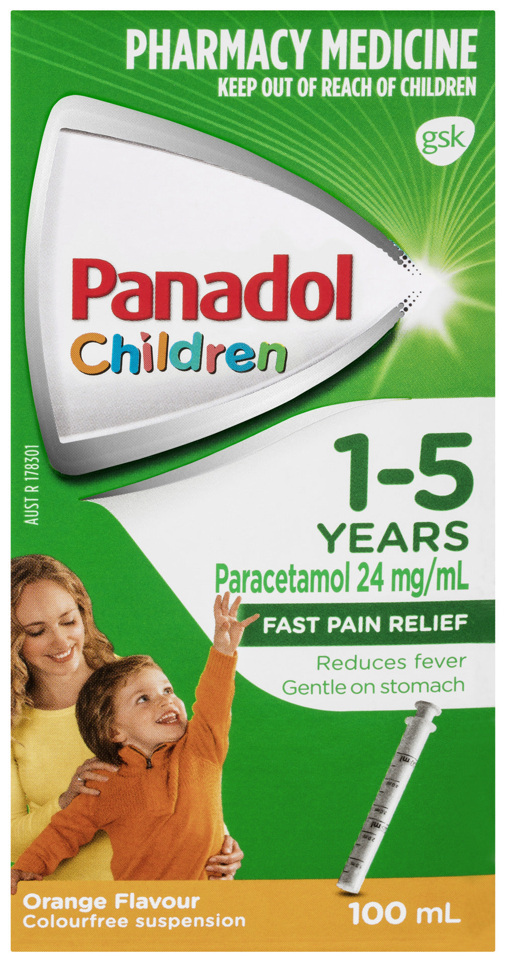 Panadol Children 1-5 years Colourfree Suspension, Orange Flavour, 100ml
