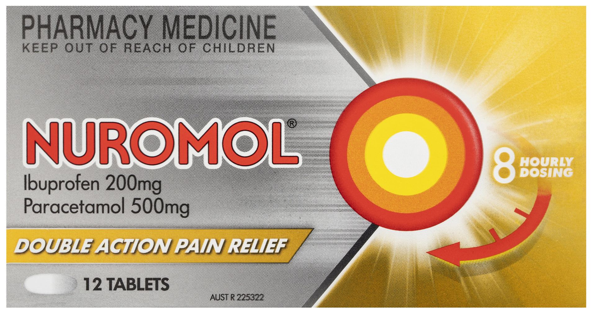 Nuromol 200mg Strong Pain Relief Tablets Ibuprofen/500mg Paracetamol 12 pack