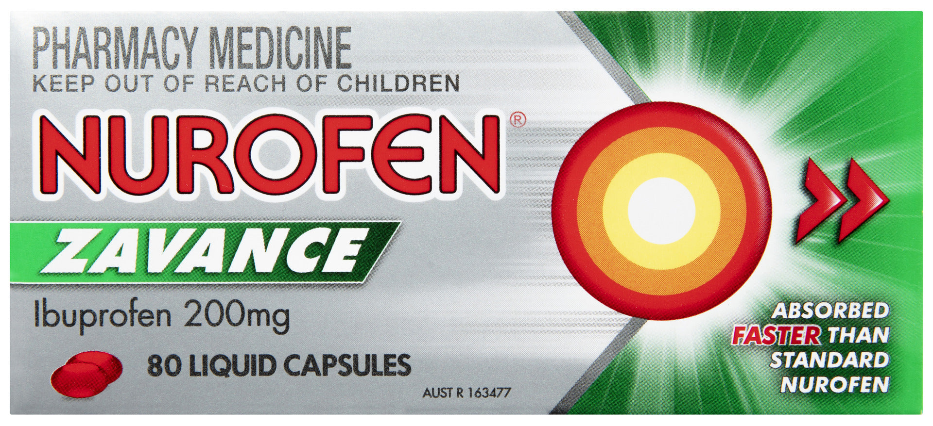 Nurofen Zavance Fast Pain Relief Liquid Capsules 200mg Ibuprofen 80 Value Pack