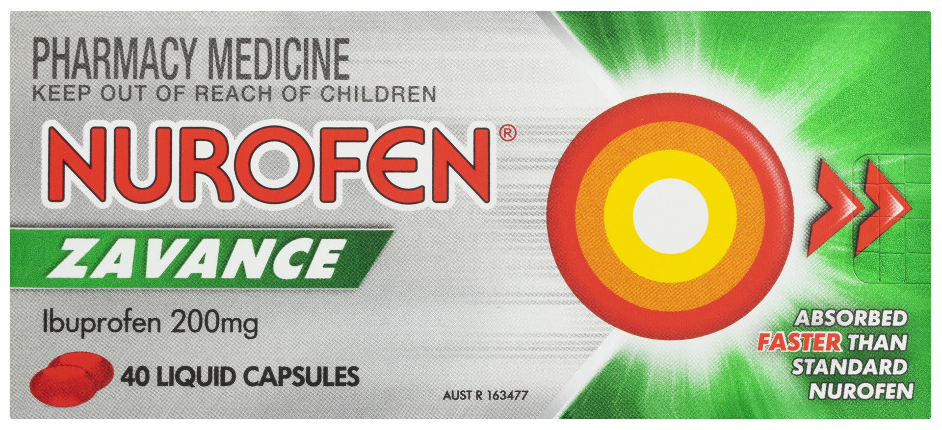 Nurofen Zavance Fast Pain Relief Liquid Capsules 200mg Ibuprofen 40 Pack
