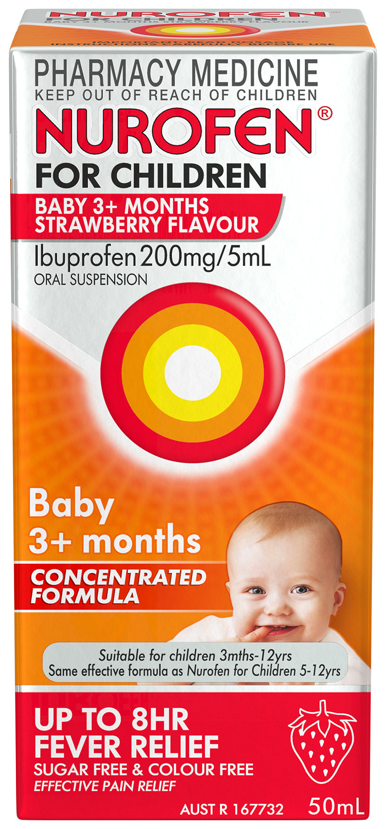 Nurofen For Children Baby 3+ Months Pain and Fever Relief Concentrated Liquid 200mg/5ml Ibuprofen