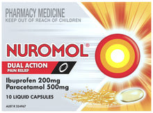 Nuromol Strong Pain Relief Liquid Capsules 200mg Ibuprofen/500mg Paracetamol 10 pack