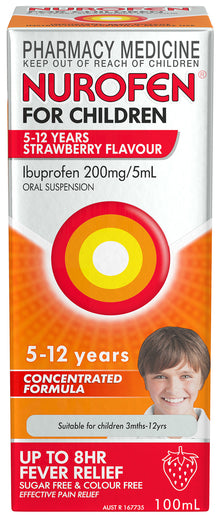 Nurofen For Children 5-12yrs Pain and Fever Relief Concentrated Liquid 200mg/5mL Ibuprofen