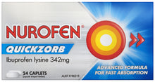 Nurofen Quickzorb Ibuprofen Lysine 342mg 24 Caplets