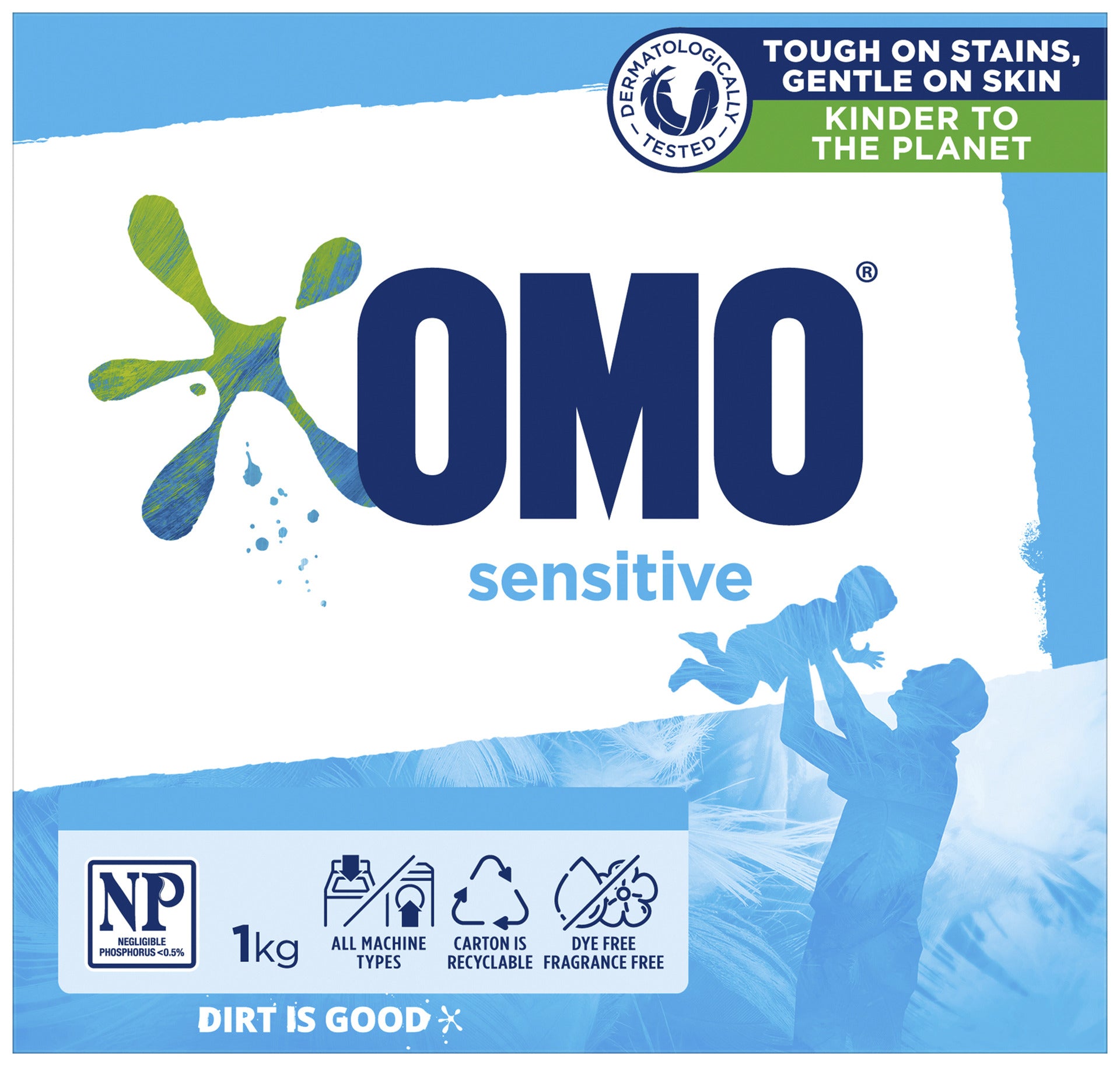 OMO Sensitive Washing Powder tough on laundry stains and gentle on skin Front & Top Loader