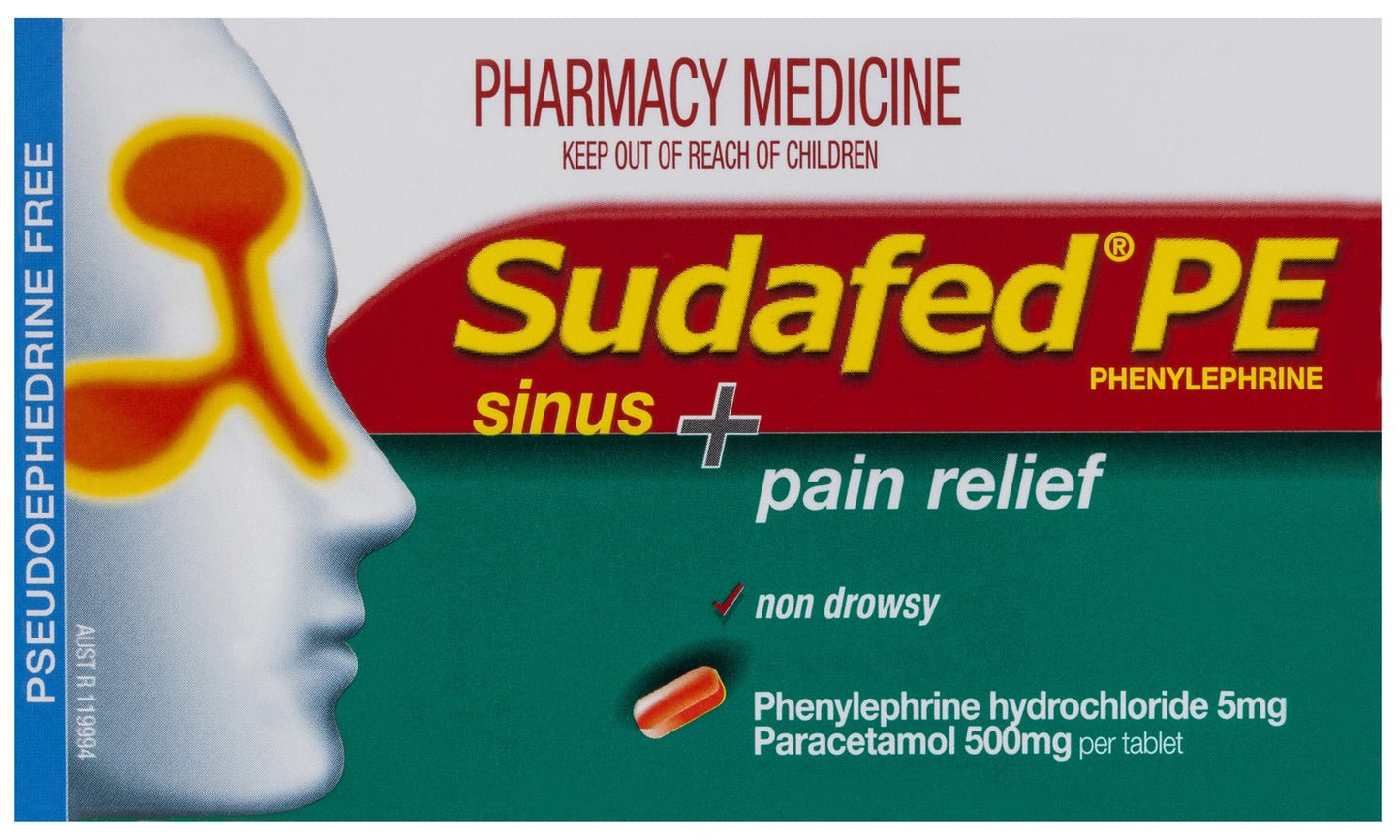Sudafed PE Sinus + Pain Relief Tablets 24 Pack