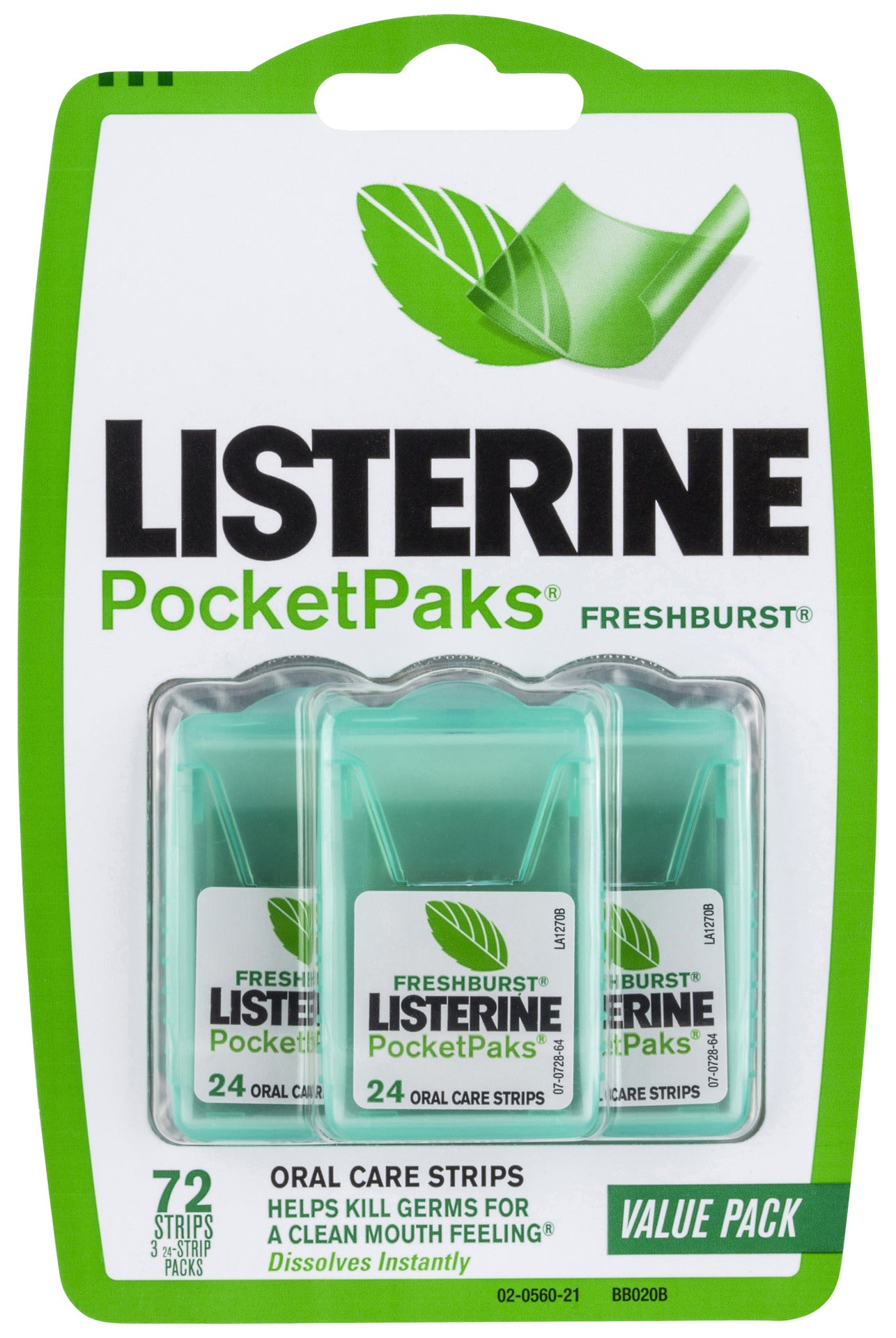 Listerine Pocketpaks Oral Care Strips Freshburst Value 72 Pack