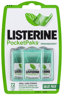 Listerine Pocketpaks Oral Care Strips Freshburst Value 72 Pack