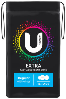 U by Kotex Extra Pads Regular with Wings 16 Pack