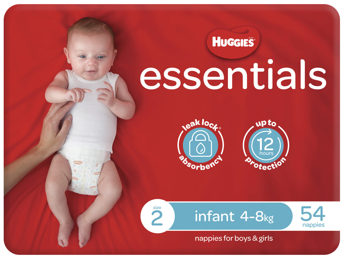 Huggies Essentials Nappies Size 2 (4-8kg) 54 Pack
