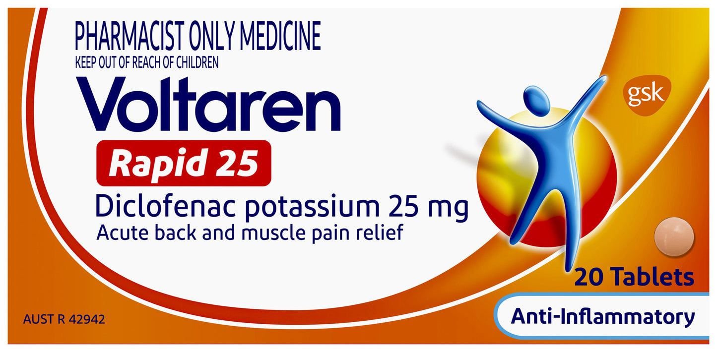 Voltaren Rapid Extra Strength 25mg 20 Pack - AU