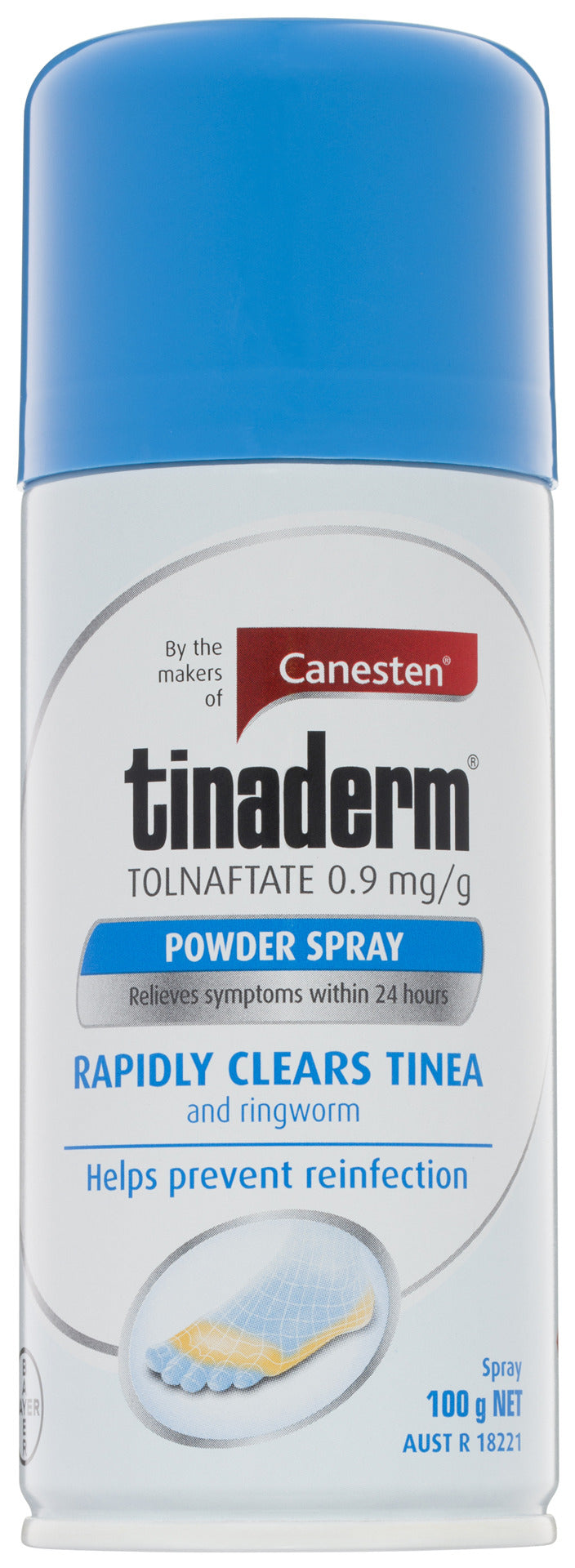 Canesten Tinaderm Powder Spray Tinea and Ringworm Treatment 100g