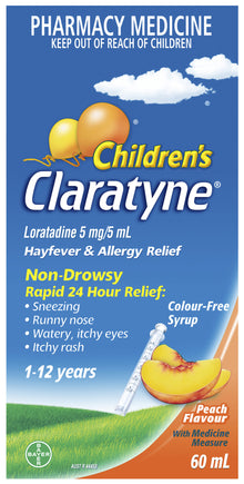 Children's Claratyne Allergy & Hayfever Relief Syrup Peach Flavour 60mL
