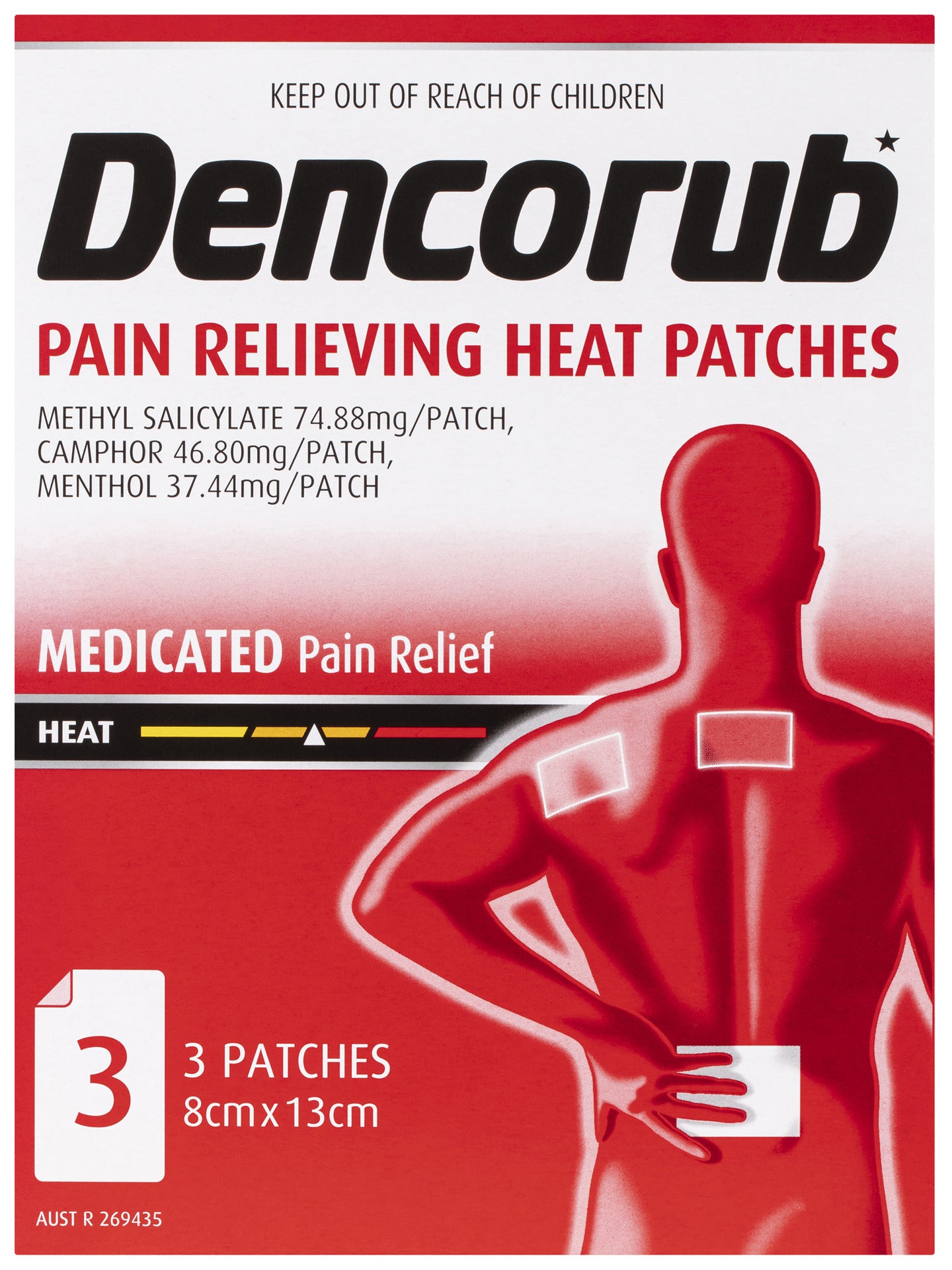 Dencorub Pain Relieving Heat Patches 3 Pack