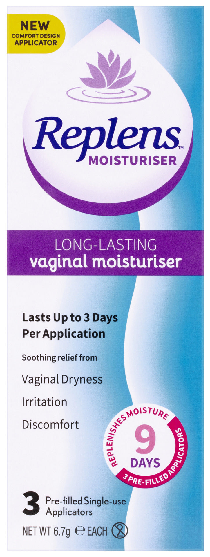 Replens Long Lasting Vaginal Moisturiser 3 Pack
