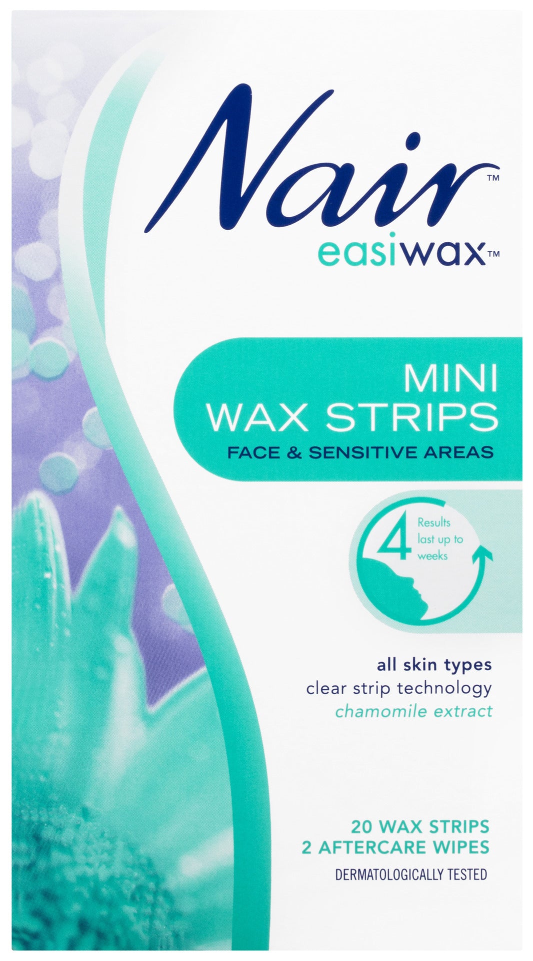 Nair Easiwax Mini Wax Strips | Clear Strip | 20 pack | Face & Bikini