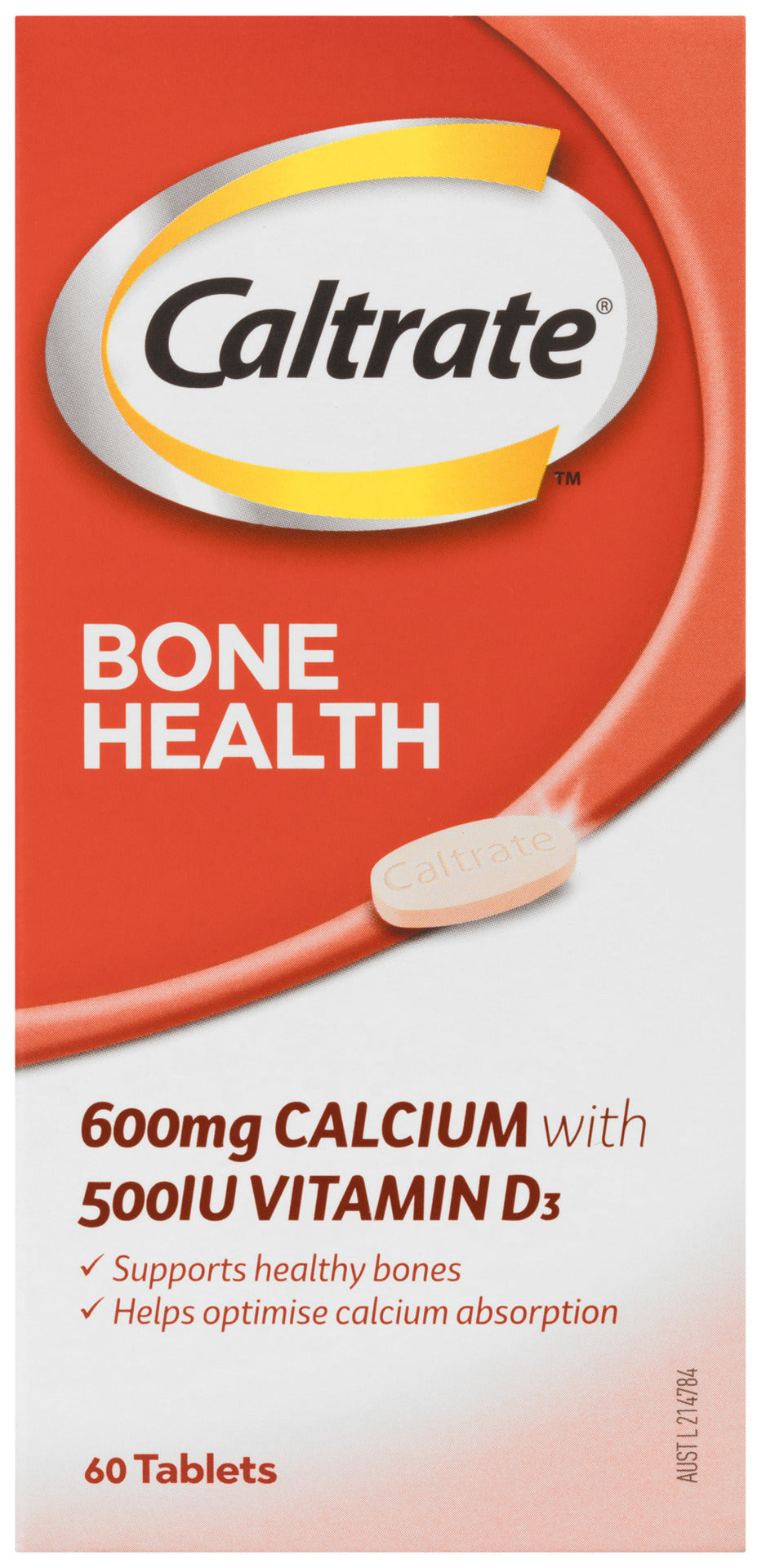 Caltrate 600 mg with 500IU Vitamin D 60 Tablets