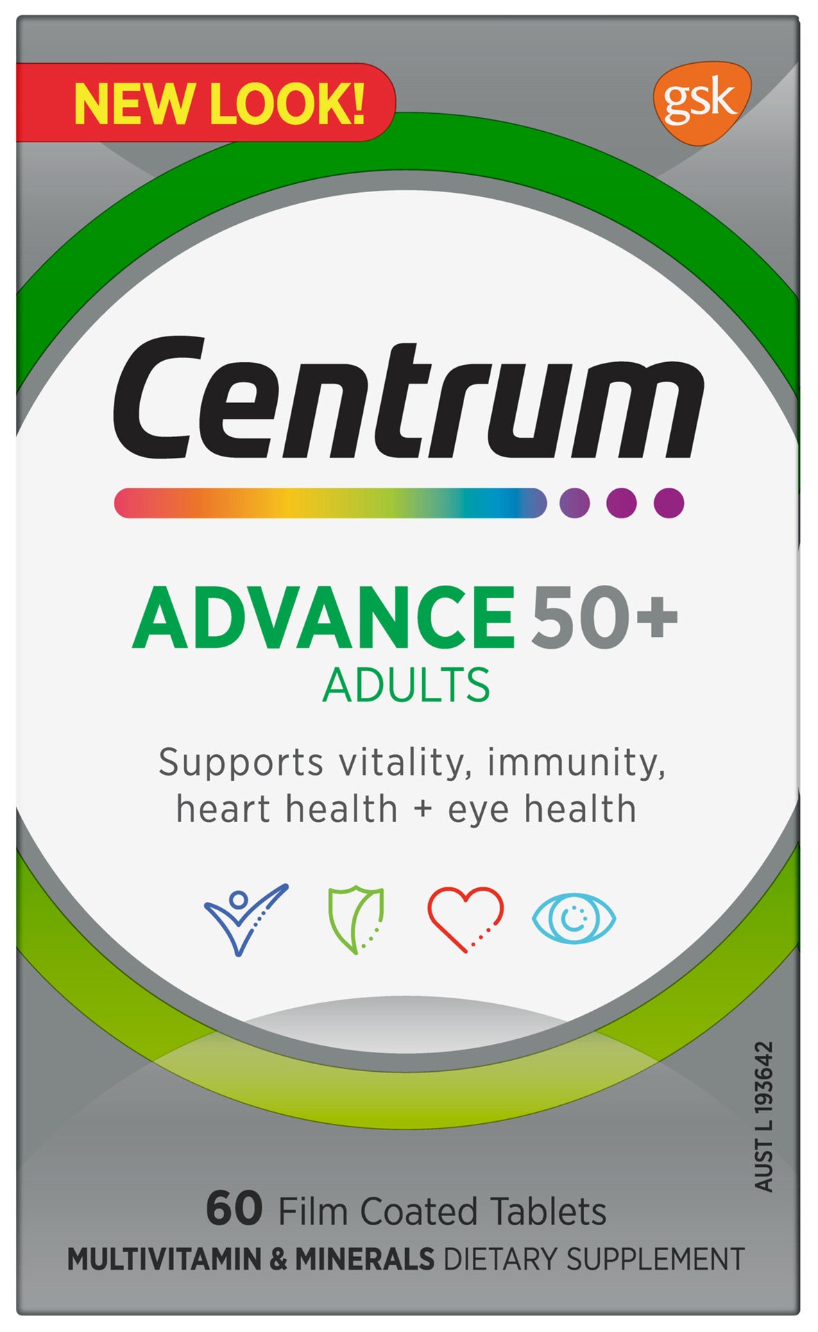 Centrum Advance 50+ Adults 60 Film Coated Tablets