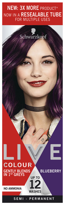 Schwarzkopf Live Colour Purple Hair Dye Blueberry Semi Permanent 75mL