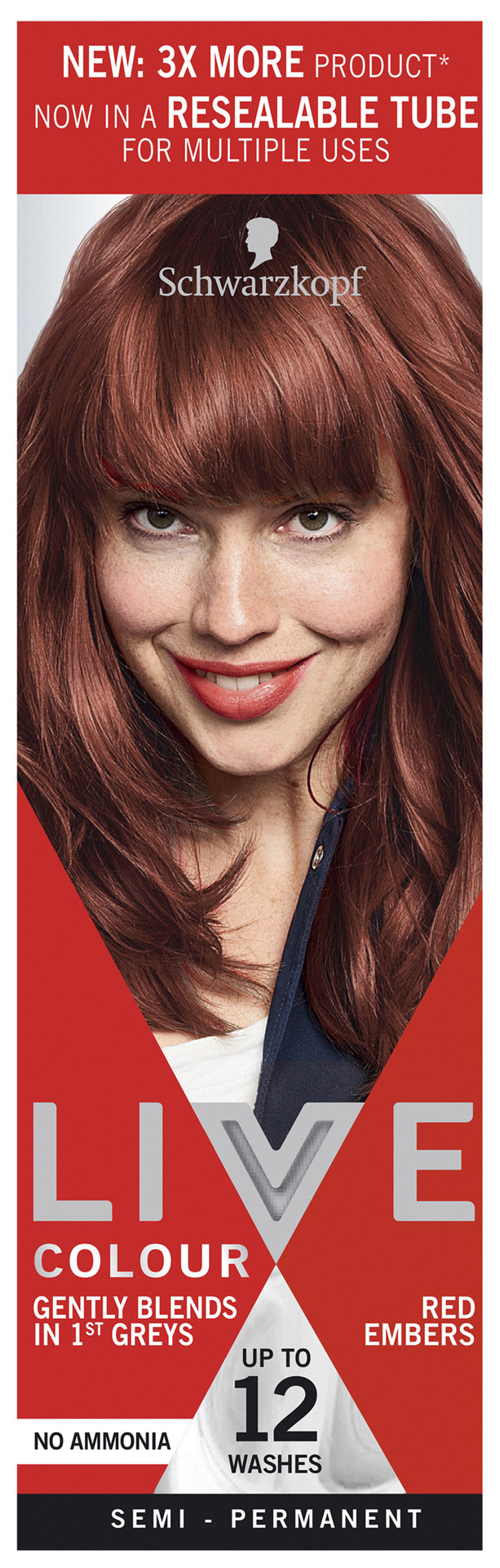 Schwarzkopf Live Colour Red Hair Dye Red Embers Semi Permanent 75mL