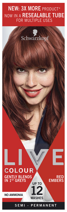 Schwarzkopf Live Colour Red Hair Dye Red Embers Semi Permanent 75mL