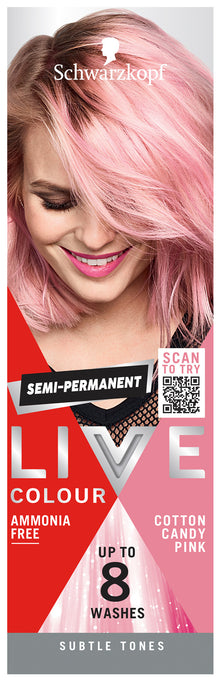 Schwarzkopf Live Colour Pink Hair Dye Cotton Candy Pink Semi Permanent 75ml