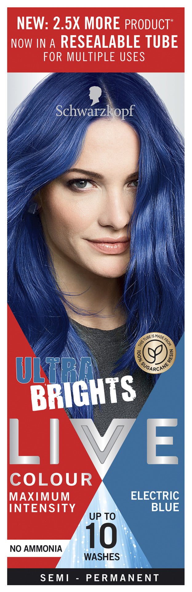 Schwarzkopf Live Colour Blue Hair Dye Electric Blue Semi Permanent 75ml