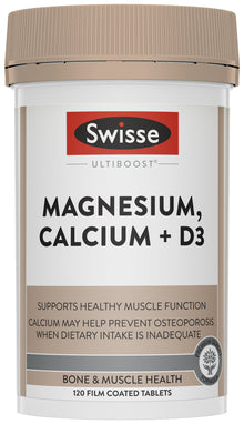 Swisse Ultiboost Magnesium, Calcium + D3 120 Tablets