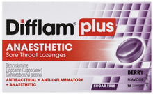 Difflam Plus Anaesthetic Sore Throat Pack Wild Berry Flavour 16 Pack