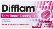 Difflam Sore Throat Lozenges Strawberry Flavour 16s