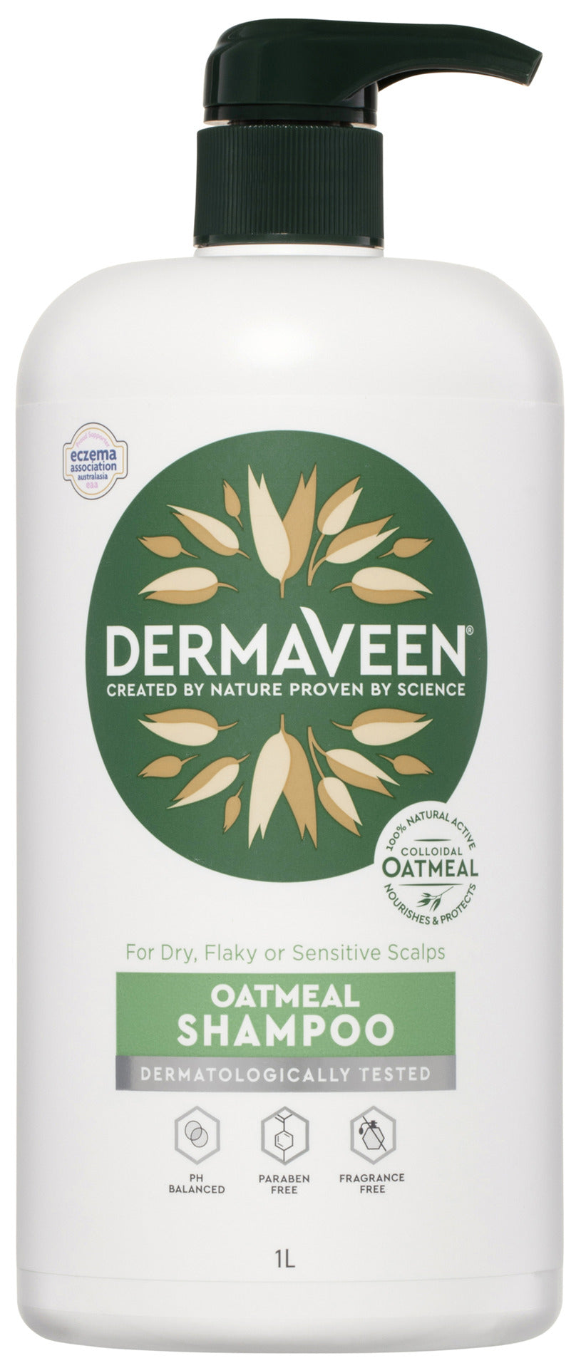 DermaVeen Hair + Scalp Soothing Oatmeal Shampoo for Dry, Flaky or Sensitive Scalps 1L