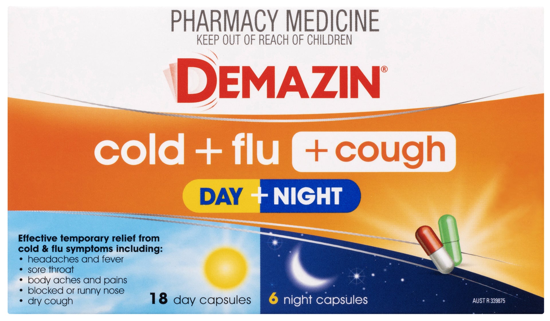 Demazin Cold + Flu + Cough Day + Night 24 Capsules
