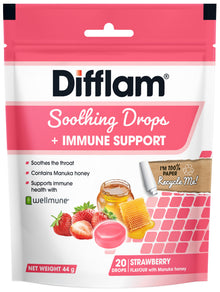 Difflam Soothing Drops + Immune Support Strawberry 20 Pack