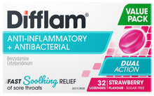Difflam Sore Throat Pack Strawberry 32 Pack