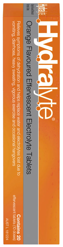 Hydralyte Effervescent Electrolyte Tablets Orange Flavoured 20 Tablets