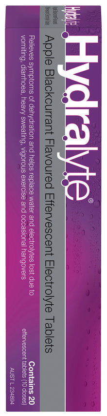 Hydralyte Effervescent Electrolyte Tablets Apple Blackcurrent Flavoured 20 Tablets