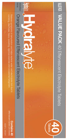 Hydralyte Effervescent Electrolyte Tablets Orange Flavoured 40 Tablets