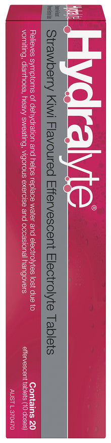 Hydralyte Effervescent Electrolyte Tablets Strawberry Kiwi Flavoured 20 Tablets