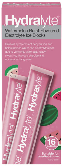 Hydralyte Watermelon Burst Flavoured Electrolyte Ice Block 16s