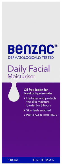 Benzac Daily Facial Moisturiser 118mL, For All Skin Types