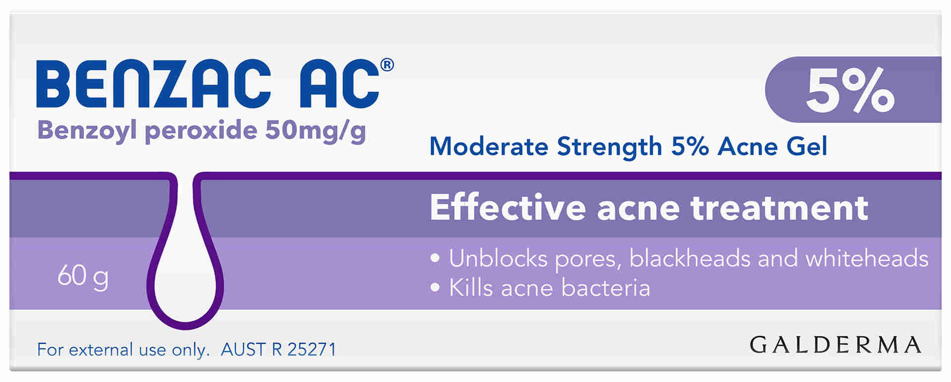 Benzac AC Moderate Strength 5% Acne Gel 60g, Acne Treatment