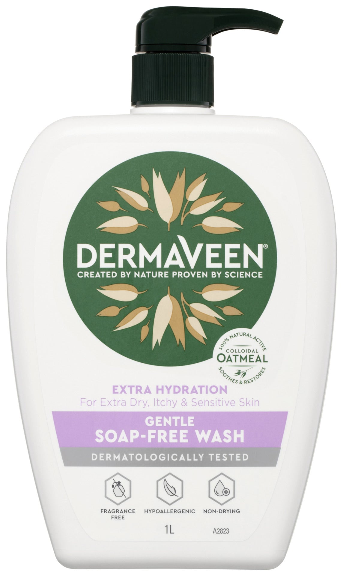 DermaVeen Extra Hydration Gentle Soap-Free Wash for Extra Dry, Itchy & Sensitive Skin 1L