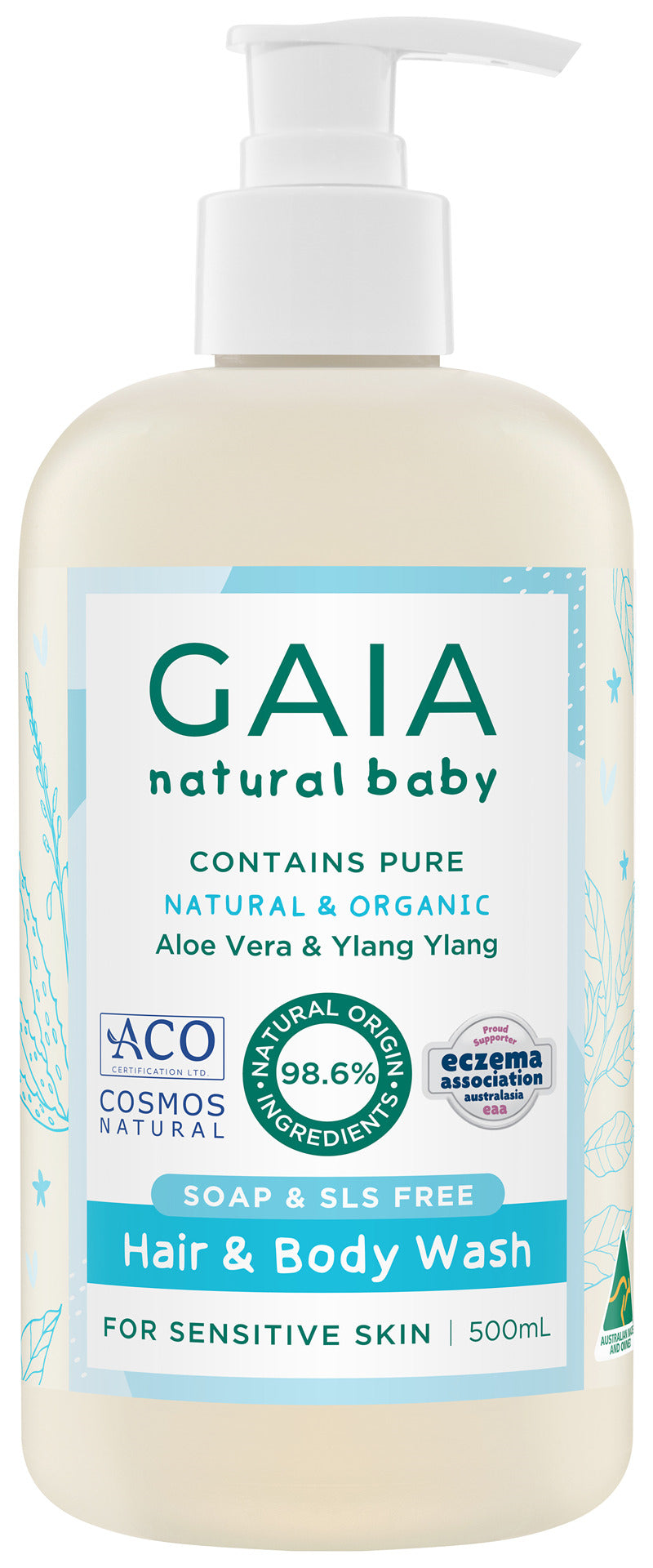 GAIA Natural Baby Hair & Body Wash 500mL