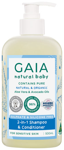 GAIA Natural Baby 2 in 1 Shampoo & Conditioner 500mL