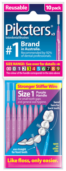 Piksters Interdental Brushes Purple Size 1 10pk